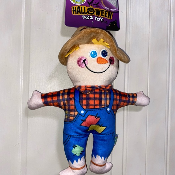 Happy Tails Halloween Spookywoof Cute 12'' Scarecrow Squeaky Dog Toy - Picture 5 of 5